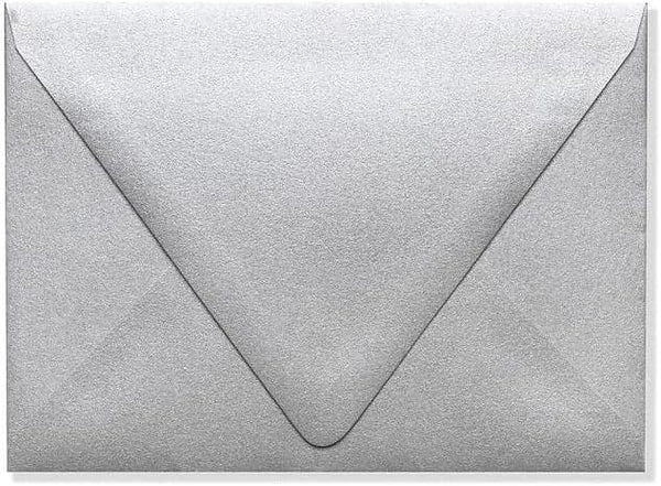 LUXPaper A6 Contour Flap Invitation Envelopes | 4 3/4" x 6 1/2" | Silver Metallic | 80lb. Text | 50 Qty