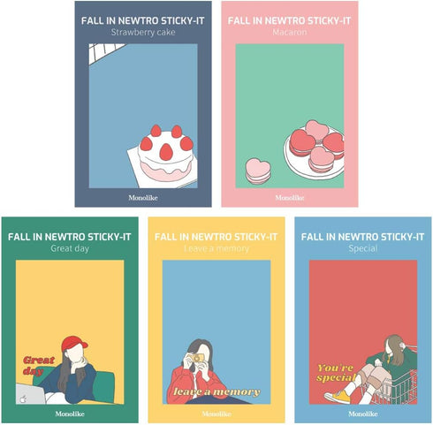 Monolike Fall in Newtro Sticky-It - 5p Set Self-Adhesive Memo Pad, 50 Sheets