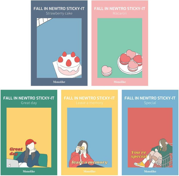 Monolike Fall in Newtro Sticky-It - 5p Set Self-Adhesive Memo Pad, 50 Sheets