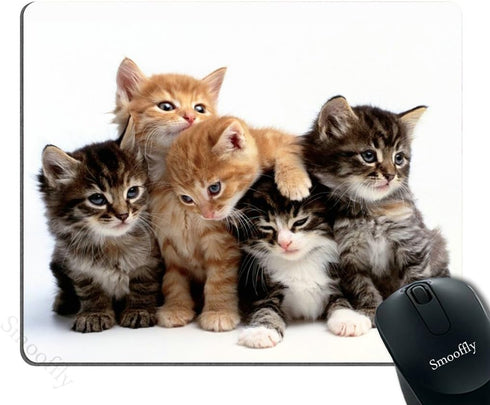 Smooffly Cats Mouse Pad for Computers, Kittens Family Cats Design