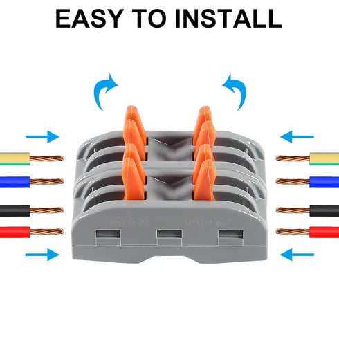 DIANN 10pcs Lever Wire Connectors SPL-2, 2 Circuit Inline Splices for 28-12 AWG Quick Connect