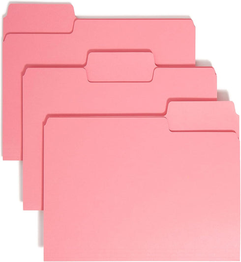 Smead SuperTab File Folder - Oversized 1/3-Cut Tab, Letter Size, Dark Pink, 12 per Pack