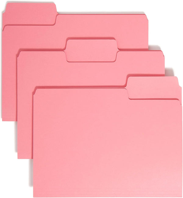 Smead SuperTab File Folder - Oversized 1/3-Cut Tab, Letter Size, Dark Pink, 12 per Pack