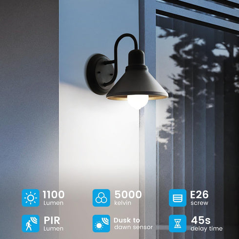 Motion Sensor Light Bulbs, 13W(100W Equivalent) Movement Activated Dusk to Dawn Sensor LED Bulb, A19 E26 5000K Cool White Security Bulbs Outdoor Indoor, for Porch Garage Basement Hallway 4 Pack by Aovpex