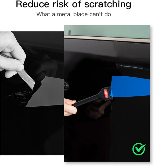 2 100 NEWISHTOOL Pcs Long Handle Plastic Razor Blade Scraper With PCS Spare Replacement Blades, Sticker Remover Glue