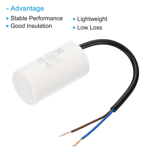 PATIKIL CBB60 16uf Running Capacitor, 2Pcs AC 450V 2 Wires for Water Pumps, Washing Machines, 72x40mm