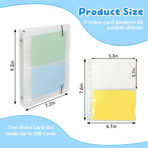 Jiehstu 3 5, 200 Index Cards Holder x Card Binder Organizer for Flashcard, Notecard and Recipe Card Storage, Stores up