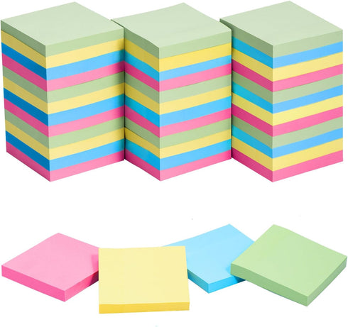 HappyHapi Sticky Notes 3x3 Inches Bulk, 36 Pack 3600 Sheets Colored Self-Stick Pads for Office, School, Home