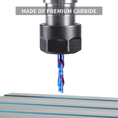 EANOSIC 1/4 inch 1/4 inch Downcut Spiral Router Bits Shank, Cutting Diameter Solid Carbide with Nano Blue Coating CNC