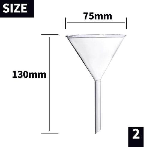 Glass Funnel Set, 4 Pcs Lab Borosilicate Glass Funnels, 100mm, 75mm, 50mm, 40mm Diameter