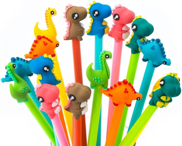 Cute Dinosaur Black Ink Pens, Cartoon Fun Kawaii Writing Gel Pens for Kids, 16pcs Set