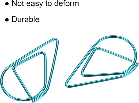 MECCANIXITY Paper Clip Drop-Shaped Decorative Clips with Box, 1 Inch Blue for Organizing Office Home, 100 Pack