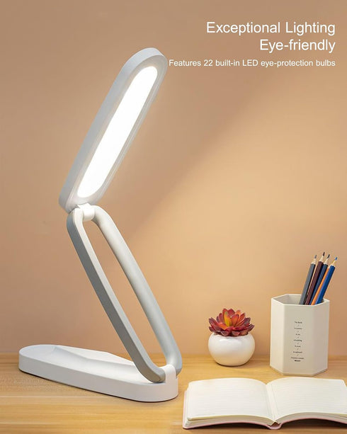 2000mAh 3 180 Foldable Desk Lamp, Rechargeable Portable LED Light with Adjustable Brightness, Rotatable Eye-Caring Mini