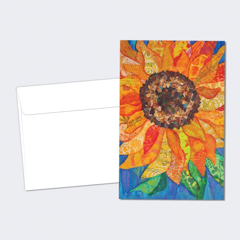 Tree-Free Greetings Vibrant Sunflower All Occasion Cards - 12 Recycled 4x6 Notecards & White Envelopes