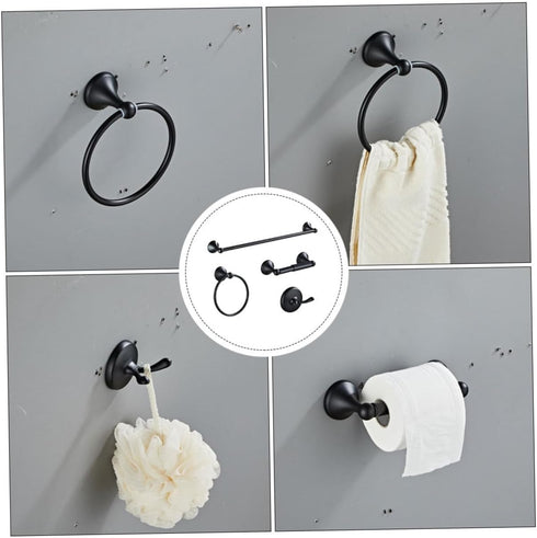 Bathroom Towel Rack Black Stainless Steel Combination Modern Freestanding Design for Efficient Bathroom Storage