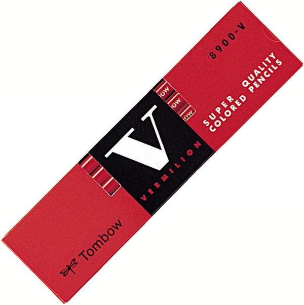 Tombow 8900-V Pencil, Round Shaft, Vermilion Color, 1 Dozen