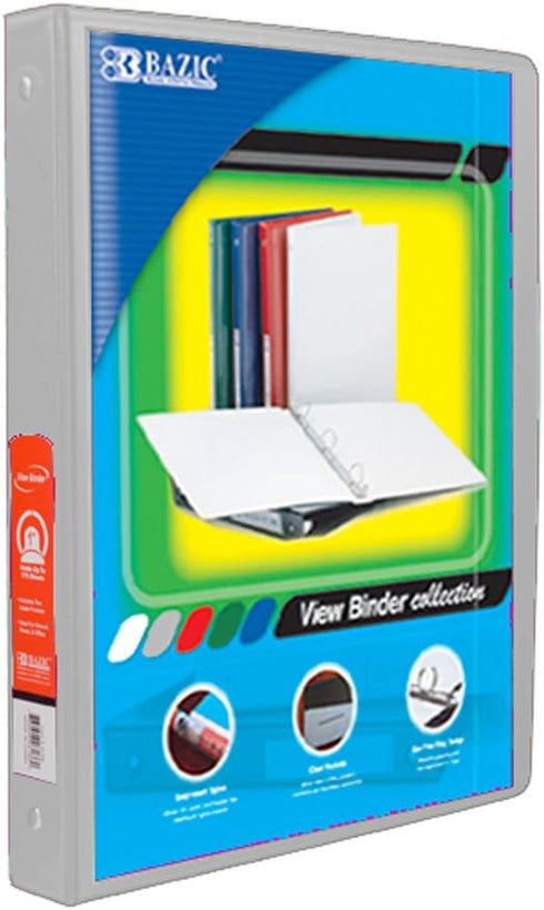BAZIC 1/2" Grey 3-Ring View Binder w/ 2-Pockets by BAZIC
