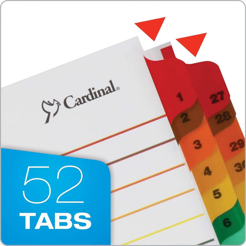 Cardinal 60990 OneStep Printable Table of Contents/Dividers, 52-Tab, 11 x 8.5, Multicolor