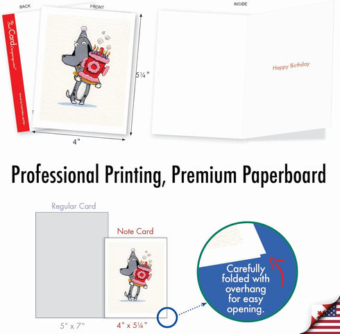 The Best Card Company - 10 Cute Birthday Note Cards with Envelopes - Pets and Animal Notecards - Boxed Assortment