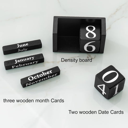 Notakia Wooden Gaobei Desk Blocks Calendar, Perpetual Block Month Date Display, Black Small