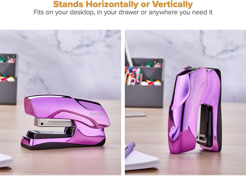 Bostitch Office Heavy Duty Stapler, 40 Sheet Capacity, No Jam, Half Strip, Metallic Purple for Classroom or Office