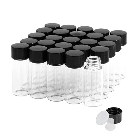 4ml Clear Glass Vials with Screw Caps, 1 Dram Small Liquid Sample Vial, Leak-Proof, 25PCS