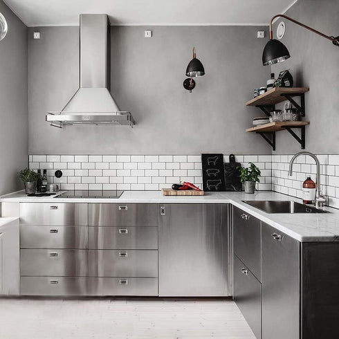 17.7''x197'' Silver Wallpaper, Stainless Steel Contact Paper Peel and Stick Waterproof Removable for Kitchen Countertop