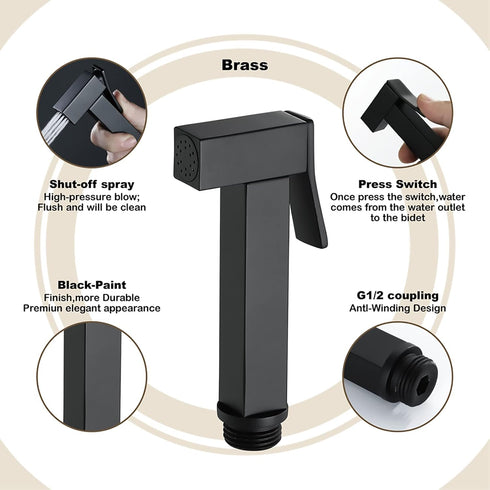 ZLOCYIVHE Handheld Bidet Sprayer for Toilet Brass Baby Cloth Diaper Sprayer Square Toilet Sprayer High Pressure