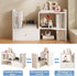 Expandable Wood Desktop Bookshelf, Freestyle Adjustable Display Desk Shelf for Office & Home Storage (White)
