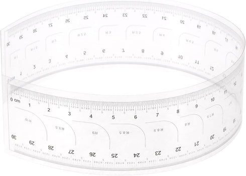 Film Flexible Ruler 30cm, 0.1mm Scale with R Angle, PET Plastic Covered Thickened Folding Straight Ruler