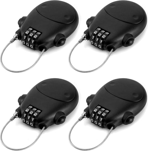 QWORK Retractable Cable Lock, 4 Pack Security Password Lock Steel Cable Luggage