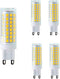 G9 LED Bulb 10W Dimmable, 110V, 100W Halogen Equivalent, 102 LED 2835, 4000K Natural White, Ceramic G9 Bi-Pin Base, 5