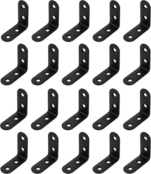 Luxshiny 20pcs Thickened Black Stainless Steel Corner Braces Heavy Duty Corner Shelf