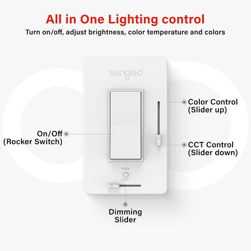 Sengled Bulb, Dimmer 2700K-6500K 1 Pack Dual Mode Smart Switch, Smart Wall Switch That Only Works with Dual Mode Smart