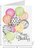 Striped Celebration Birthday Cards - Set of 8 (4 designs), Large 5" x 7" with Envelopes Included