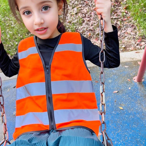 High Visibility Kids Safety Vest, Toddler Reflective Vest for Cycling & Running, Orange XS