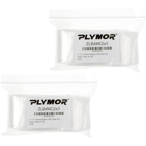 Plymor 2" x 3" Heavy Duty Zipper Reclosable Plastic Bags (Pack of 200), 4 Mil