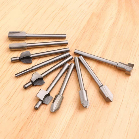 Mesee 10Pcs HSS Router Bits 1/8"(3mm) Shank Carbide Engraving Bit Set for DIY Woodworking
