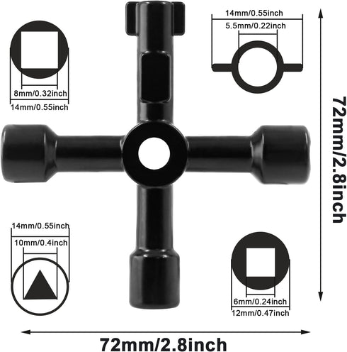 3Pcs 4-Way Multi-Functional Utilities Key, Electric Cabinet Keys for Elevator, Water Meter Valve, and Control Cabinet