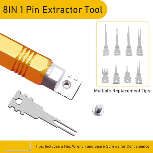 Terminal Removal Tool Kit - 8 PCS Double Head Detachable Electrical Pin Extractor Tool for Automotive Repair Connectors