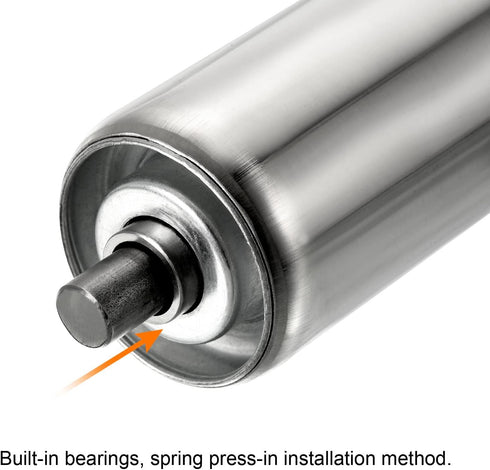 PATIKIL Conveyor Roller 2" Diameter, 8" Length, 2 Pack Stainless Steel Gravity Replacement Parts