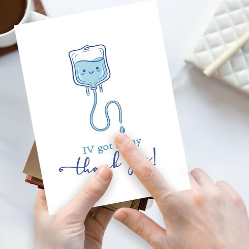 YiKaLus Cute IV Thank You Card for Doctors Nurses, Funny Medical Appreciation Gift for Healthcare Workers, Doctor's Day