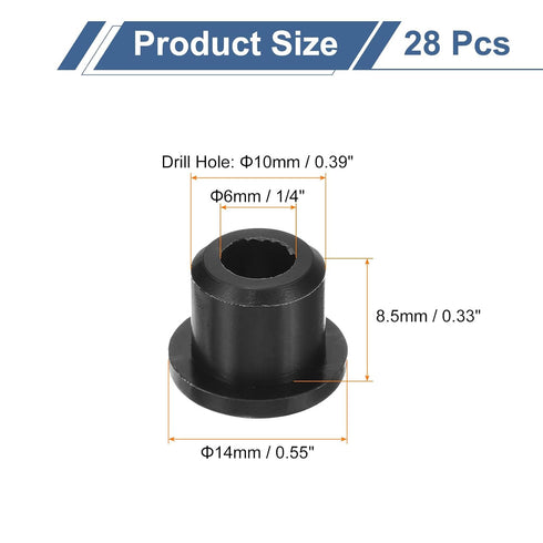 28Pcs Grommets 10mm 6mm Grommet uxcell Rubber Drill Hole, ID Hole Top Hat Black Silicone Rubber Hole Plug Gasket