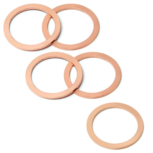 MroMax Copper Flat Washer Sealing Washers-M30 Metric Round Seal Gasket for Electrical Connections, 5Pcs