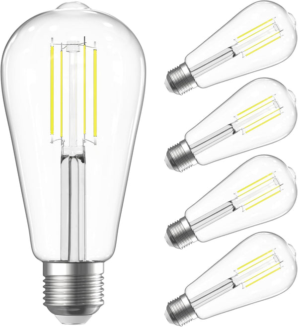 SHINESTAR E26 LED Bulb, 60 Watt Dimmable, 4000K Bright White, Edison Light Bulbs, 4-Pack