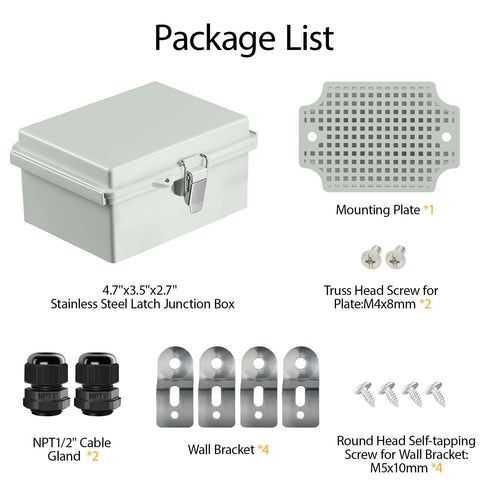 LeMotech Electrical Box, IP67 Waterproof Hinged Cover Junction Box, ABS Plastic with Mounting Plate