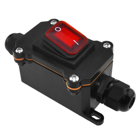 Inline Cord Switch, DC 12V 30A DPST Outdoor Electrical Start Stop Toggle Switch, IP67 Waterproof, 4Pin 2 Position