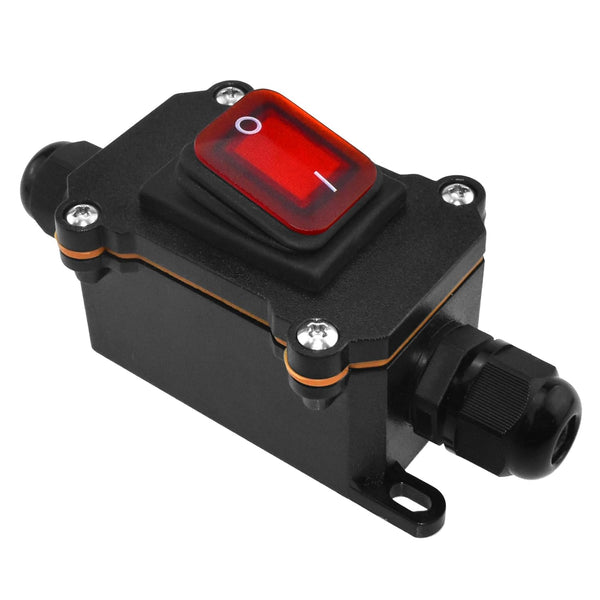 Inline Cord Switch, DC 12V 30A DPST Outdoor Electrical Start Stop Toggle Switch, IP67 Waterproof, 4Pin 2 Position
