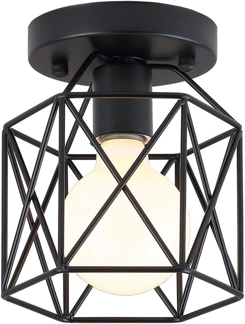 KOONTING Retro Vintage Industrial Flush Mount Ceiling Light, Mini Painting Metal Pendant Light