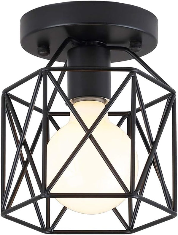 KOONTING Retro Vintage Industrial Flush Mount Ceiling Light, Mini Painting Metal Pendant Light